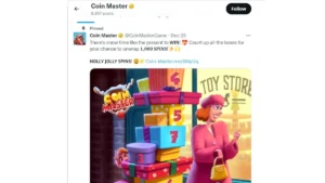 X social media showing coin master free spins