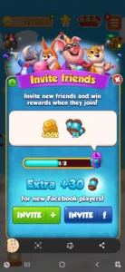 A Coin master image where invite friends option is showing.